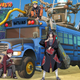 Naruto, Gaara, Itachi, Orochimaru, and Hinata stand outside Fortnite's battle bus.